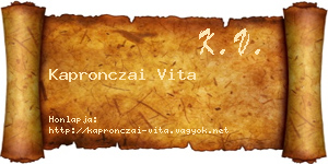 Kapronczai Vita névjegykártya